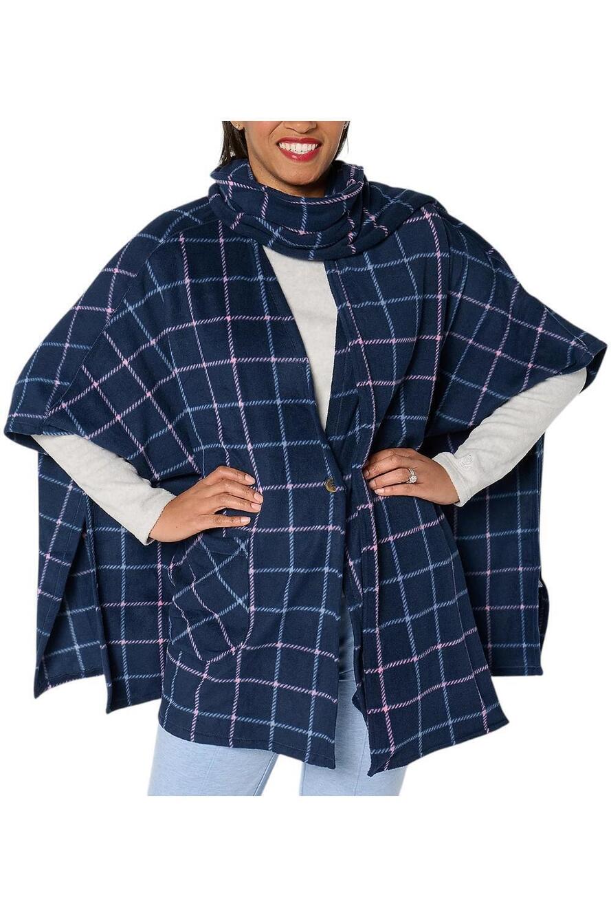 Cuddl Duds Women's Fleecewear w/Srrtch Wrap w/Removable Scarf Nvy Stch